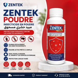 Zentek Poudre Insecticide en Poudre 100g – Haute Efficacité Anti Cafards, Blattes, Araignées, Punaises, Puces, Mille-Pattes, Insectes Rampants, Action Rapide, Protection Longue Durée, Poudre Prête à l'Emploi pour Maison, Jardin, Garage, Intérieur & Extérieur