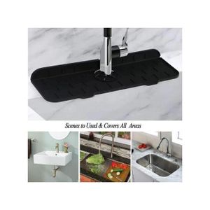 Tapis de Lavabo Absorbant Pour Robinet de Cuisine Evier Antifuites Égouttoir Noir