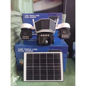  Caméra de Sécurité Solaire 4K à Triple Objectif 12MP – PTZ Panoramique 360°, 4G/5G, Vision Nocturne 
