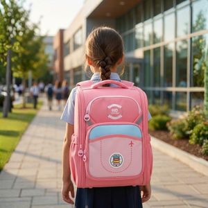 HO Cartable Scolaire Ergonomique pour Fille Sac à Dos d'École Primaire avec Bandes Réfléchissantes Compartiments Multiples à Fermeture Éclair Poches Latérales Élastiques Sangle de Poitrine Ajustable et Dos Rembourré Respirant pour Rentrée des Classes