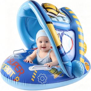 Bouée Bébé Gonflable avec Siège et Protection Solaire – Support Flottant Stable pour Piscine, Plage et Vacances