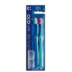 CURASEPT Brosse à Dents - Maxi Soft 0.10, Poils Ultra-Doux - Hygiène Bucco-Dentaire Douce, Protection Gencives Sensibles - Pack de 2 Brosses