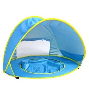Tente de Plage Portable pour Bébé avec Piscine Intégrée – Abri Solaire Anti-UV UV50+ Tente de Plage Bébé Pliable, Piscine d’Eau, Protection Soleil, Tente Piscine Enfant pour Plage, Jardin et Voyage