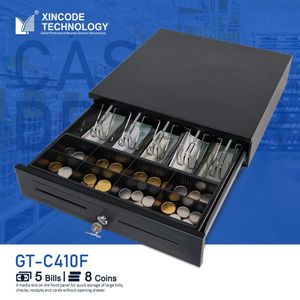 Tiroir-Caisse pour Point de Vente et Commerce – Caisse Métallique avec Organisateur de Billets et Pièces, 5 Compartiments Billets, 5 Compartiments Monnaie et Ouverture Automatique