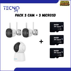 Uniview Pack 3 camera sans fil WiFi 1 Intérieure + 2 exterieur 3MP Uniarch + 3 Carte memoire