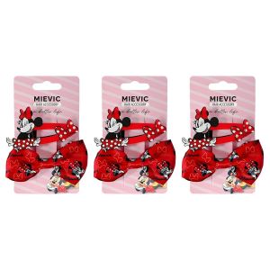 MIEVIC Lot de 3 - Barrettes Minnie Mouse - Accessoire Cheveux Thème Disney - Pour Enfants Filles