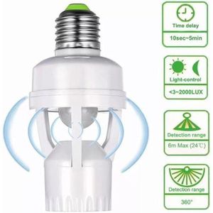Base d'ampoule E27 avec détecteur de mouvement PIR, lumière automatique, réglables