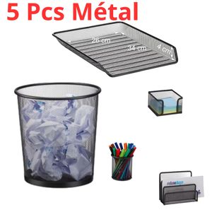 Crown طقم مكتب معدني 5 قطع - أسود