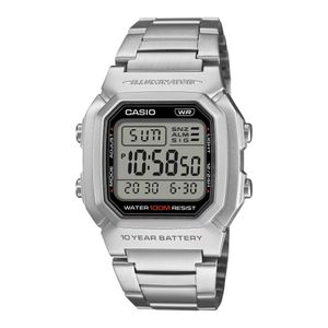 Casio Montre digitale au bracelet métallique et grand affichage - Etanche 100m - W-800HD-1AV