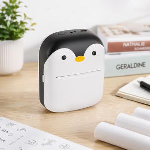 Mini Imprimante Thermique Portable Bluetooth en Forme de Pingouin – Sans Encre, Rechargeable USB pour Étudiants et Bureau