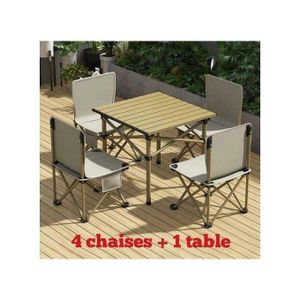 table de camping pliante avec 4 chaises