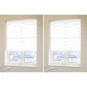 Store Enrouleur Duo - Tamisant et Occultant - Fenêtre et Porte - Blanc 100x180cm - Lot de 2