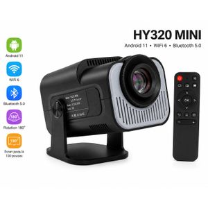 HY320 Mini Smart Projecteur Android 11 WiFi 6 Bluetooth 5.0 – Vidéoprojecteur HD Cinéma Maison 130, Rotation 180°, Compatible Netflix, YouTube, Smartphone, HDMI & USB
