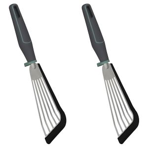 Spatule de Cuisine - Inox Néo - Pour Poisson et Aliments Délicats - Gris/Argent - Lot de 2