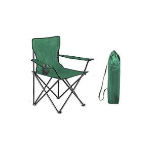Chaise de camping Siège de plage Fauteuil Munie d'un porte-gobelet vert