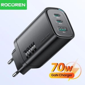 ROCOREN Chargeur 70W GaN USB-C – Ultra-Rapide & Compact pour iPhone, Samsung, MacBook
