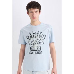 Defacto T-shirt Homme coupe regular en coton - Bleu - E1317AX.