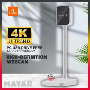 Kisonli Webcam 4K UHD (3840 x 2160 pixels) avec Microphone, Correction Automatique de la Lumière pour Windows, macOS, Linux, Chrome OS