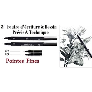 Feutre dessin technique pointe calibrée Uni-Pin 0,03 mm noir