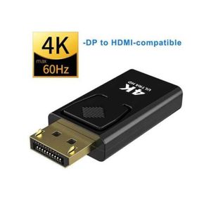 Adaptateurs DisplayPort vers HDMI 4K@60Hz/ 2K@60Hz/ 1080P@120Hz, Adaptateur DisplayPort vers HDMI Compatible avec Dell, HDTV, Projecteur, Moniteur, AMD, GPU, NVIDIA