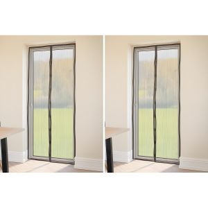 Moustiquaire Magnétique - Protection Anti-Insectes pour Porte - Noir 90x210 cm - Lot de 2