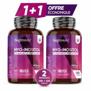 WeightWorld Pack Économique Myo-Inositol 4000 mg 120 Comprimes ×2 (1+1 Offert)