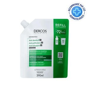 Vichy Dercos Technique Anti-Pelliculaire DS Shampooing Traitant, Anti-Pellicules et Démangeaisons, Cheveux Normaux à Gras, Recharge 390 ml