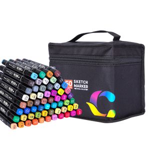 48 Couleurs Feutre a Alcool MarqueursDouble Pointe Brush Markers