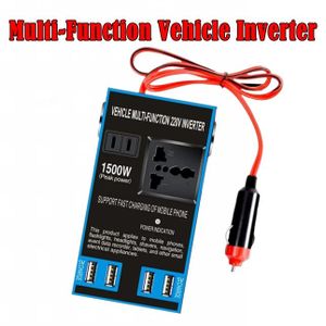Onduleur de voiture 12V DC à 220V AC 1500W charge rapide, adaptateur universel, 4 ports USB, prise automatique, ménage, 12V, 24V 220V, Inverter Convertisseur pour Voiture convertisseur courant electrique 1500w car power inverter 12v/24v dc to 110v/220v ac