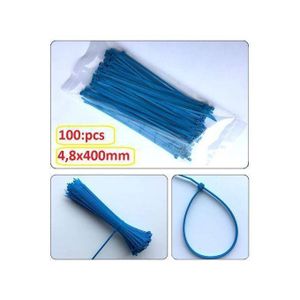 Ensemble de Sangles Câble Bleues Auto-bloquantes pour Organisation,4,8x400 mm (100 unités)