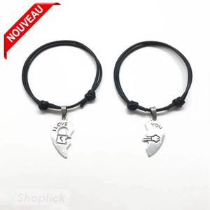 Duo bracelets amoureux – Pendentif cœur séparé avec serrure et clé