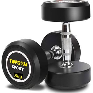topgym Paire Haltère Musculation 8KG à tête ronde Fixe en fonte,Recouvert de Caoutchouc