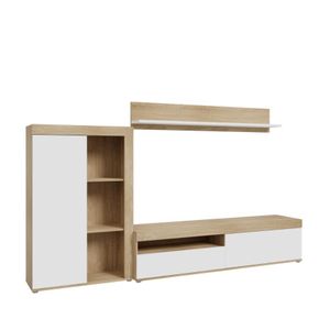 Kitea Living en bloc Anklam – Chêne / Blanc – 265 x 41 x 159 cm
