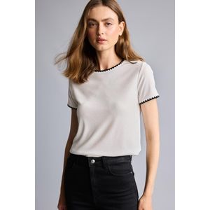 Defacto T-shirt en maille côtelée à col crochet et manches courtes Coupe slim
