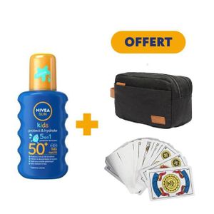 NIVEA SUN Spray Protecteur Coloré SPF50+ 200ml = Jeux de carte + Trousse noire