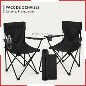 Pack de 2 Chaises de Camping Pliables avec Porte,Gobelet et Sac de Transport,déal pour Plage, Jardin, Pique-nique et Voyage