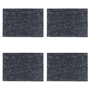 Set de Table - PVC Motif Feuille - Protection et Décoration - Anthracite - Lot de 4