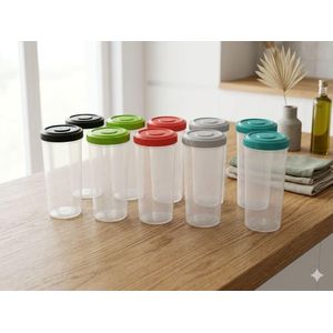 Lot de 10 Boîtes de Conservation Alimentaire en Plastique Premium - Couvercles Multicolores - Design Transparent & Étanche