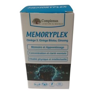 Complemax Oméga 3, Ginkgo Biloba, Racine de Panax - Vitalité Cérébrale - Mémoire et Apprentissage - 90 Gélules