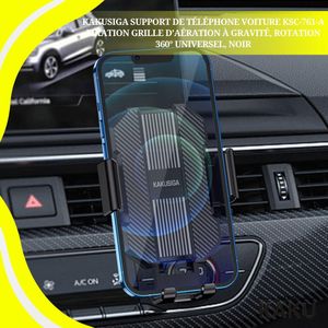 Kakusiga Support de Téléphone Voiture KSC-761-A – Fixation Grille d’Aération à Gravité, Rotation 360°, Universel, Noir