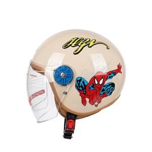 Fp Casque Moto Enfant Jet "Spider-Man" - Sécurité Maximale, Confort & Design Adoré - Couleur Beige - Homologué DOT