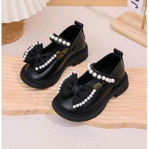 Chaussures Mary Jane Noires pour Fillette avec Perles et Nœud