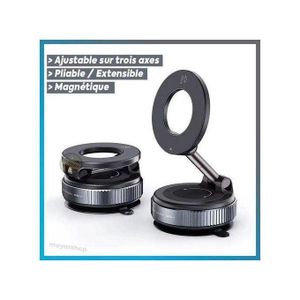 Support Téléphone Magnétique Magsafe 360° Rotatif à Ventouse Double Face, Pliable & Rétractable – Version Améliorée pour Voiture, Bureau et Maison