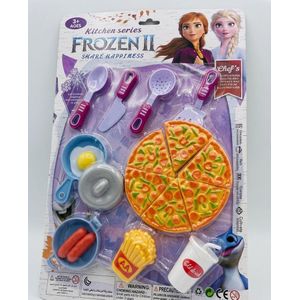 Set de Cuisine Jouet Pour Enfants – Thème La Reine des Neiges 2 (Frozen II) – Pizza à Découper & Accessoires de Restauration Rapide