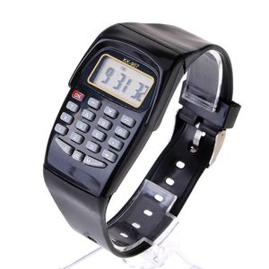 Montre Calculatrice Enfant  - Montre-Bracelet Digitale en Silicone Noir