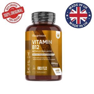 WeightWorld Vitamine B12 - 1000 µg 450 comprimés" For Energy & Inner Defence" made in UK