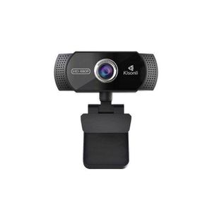 Kisonli Webcam PC-5 - HD 480p avec mise au point manuelle - Connexion USB Plug and Play - Microphone intégré