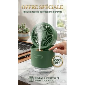 Mini Ventilateur de Voyage avec Spray Mist – Ventilateur de Table Silencieux USB pour Bureau et Maison