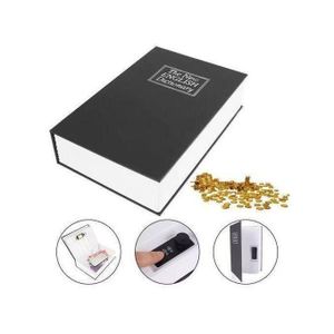 Coffre-Fort Portable en Forme de Livre – Boîte de Rangement Discrète avec Serrure à Clé ou Verrou à Combinaison – Coffre-Fort Noir pour Bijoux, Argent et Objets de Valeur