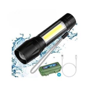 Lampe de poche XPE Rechargeable par USB, 3 Modes, torche pour le Camping